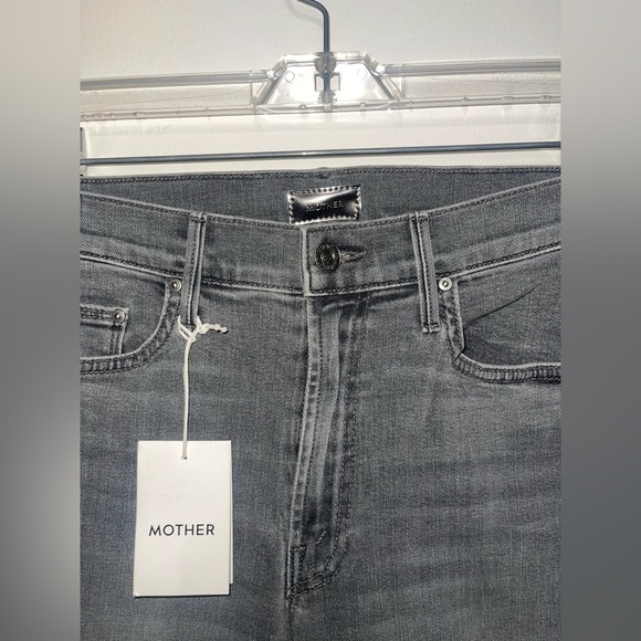 NWT MOTHER Denim straight JeansINSIDER CROP STEP FRAY dancing  grey black - Picture 8 of 10